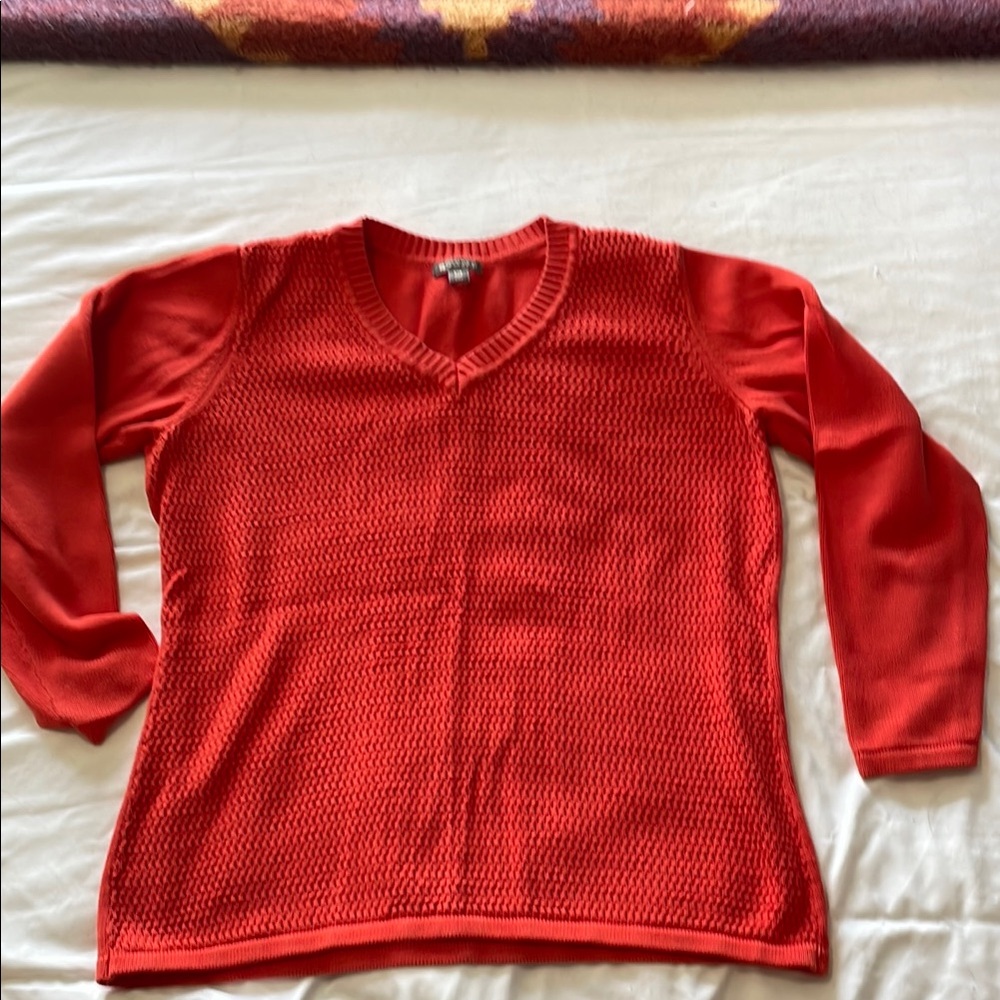 Red V-Neck Women's Sweater